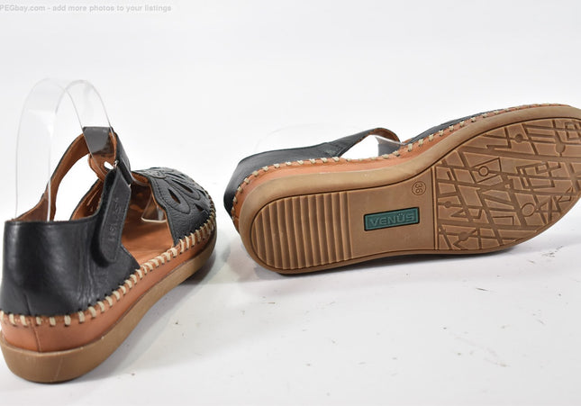 Venüs Siyah Damen Sandale Sandalette  EUR 36 Nr. 25-S 3781
