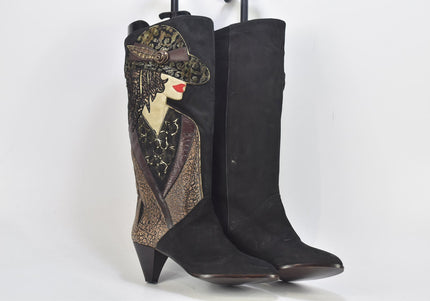 Damen Stiefel Stiefelette Boots US 7 Nr. 24-B 4493-Schuh-Gebraucht-secondhand