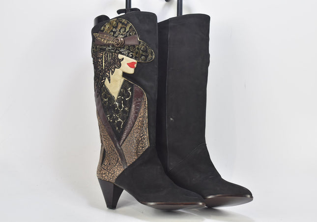 Damen Stiefel Stiefelette Boots US 7 Nr. 24-B 4493-Schuh-Gebraucht-secondhand
